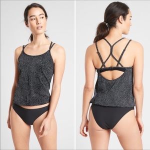 Athleta Black Sands Blousy Tankini Swim Top